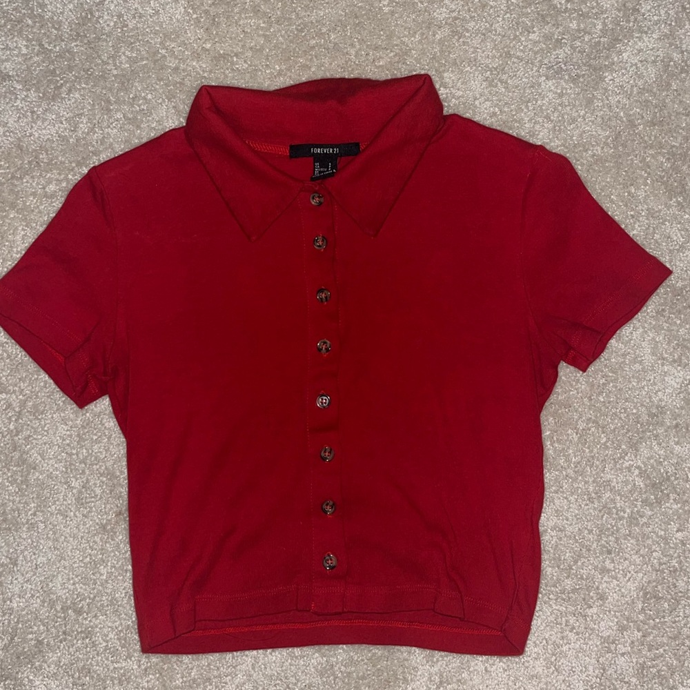 forever 21 - cropped red polo